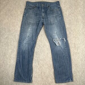 Levis 569 Loose Straight Mens Jeans 34x34 Light Wash Blue Distressed Baggy Denim
